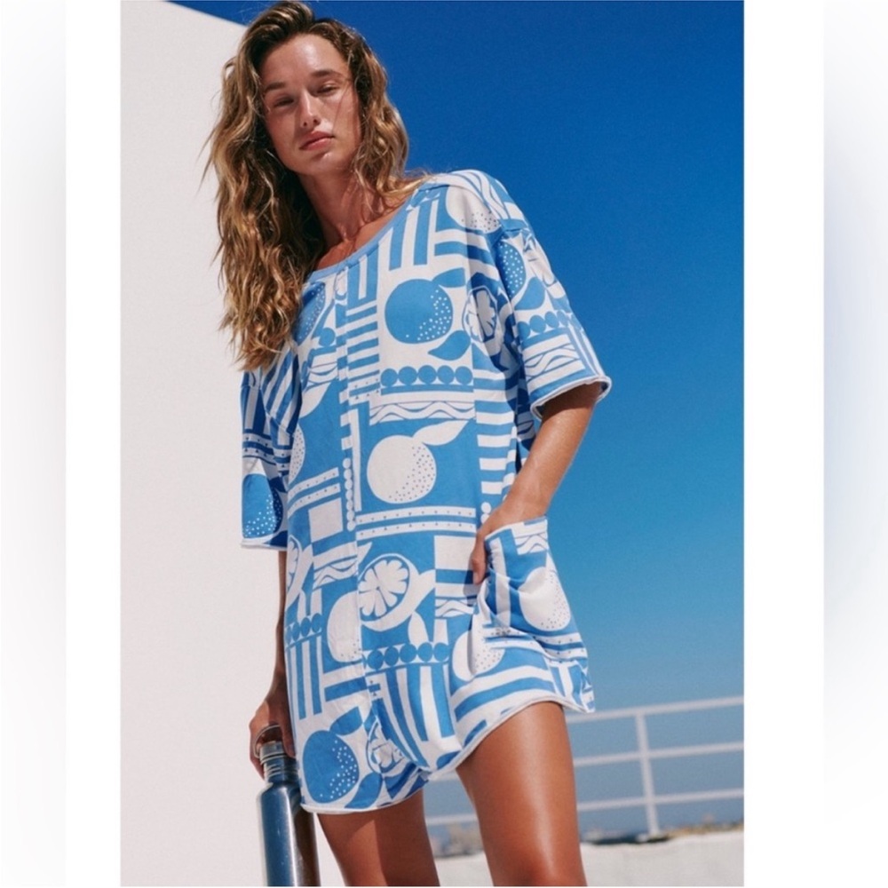 FREE PEOPLE FP Movement Hot Shot Printed Tee Romper NWT - Picture 5 of 5